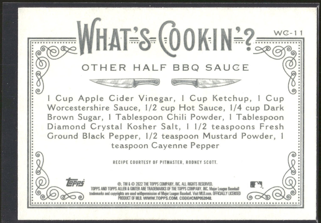 2022 Topps Allen & Ginter #WC-11 Other Half BBQ Sauce What's Cookin'?