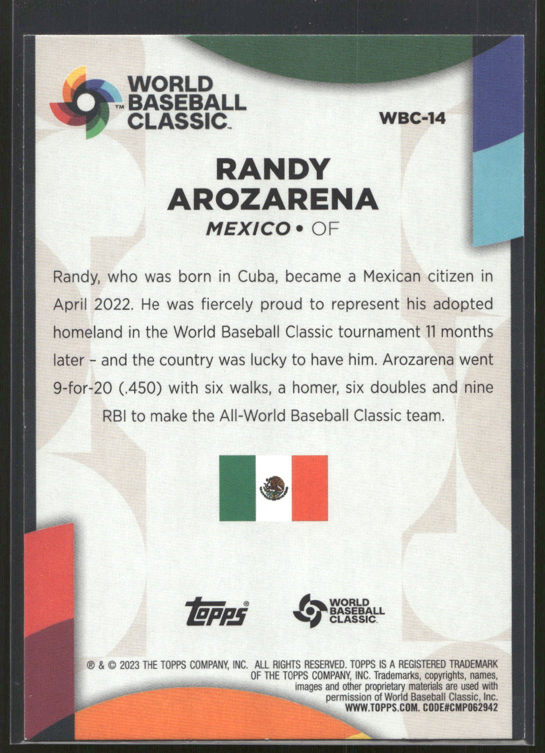 2023 Topps #WBC-14 Randy Arozarena 2023 World Baseball Classic Stars