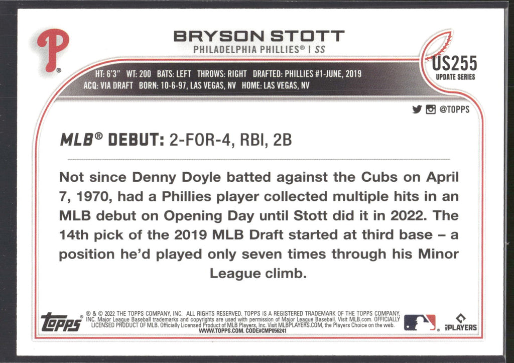 2022 Topps Update #US255 Bryson Stott