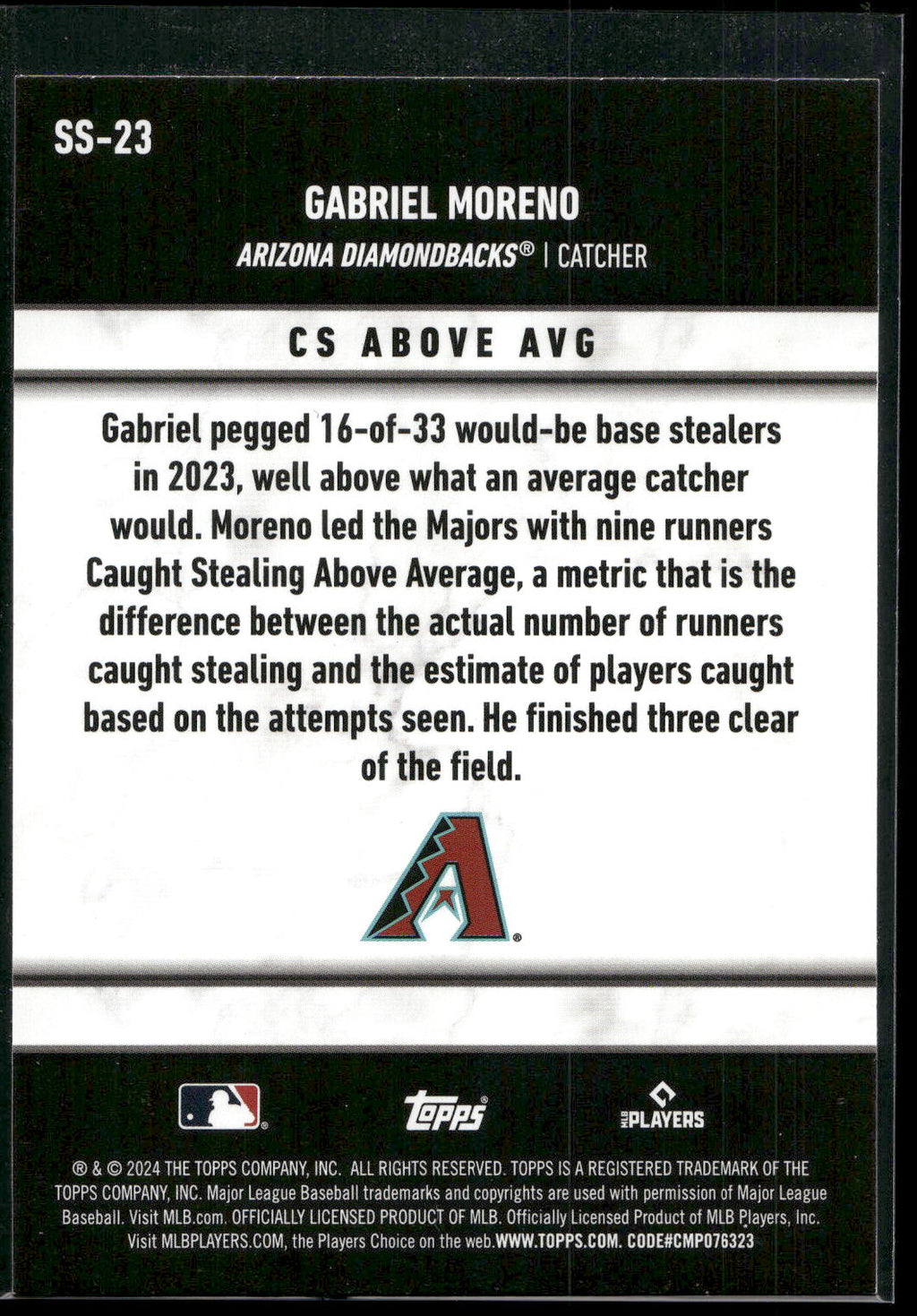 2024 Topps #SS-23 Gabriel Moreno Significant Statistics