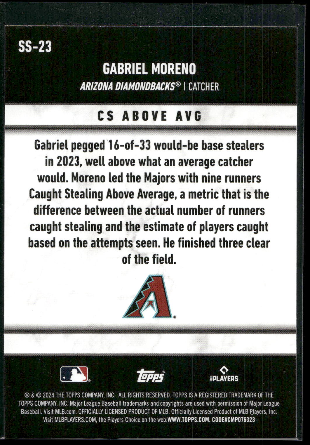 2024 Topps #SS-23 Gabriel Moreno Significant Statistics