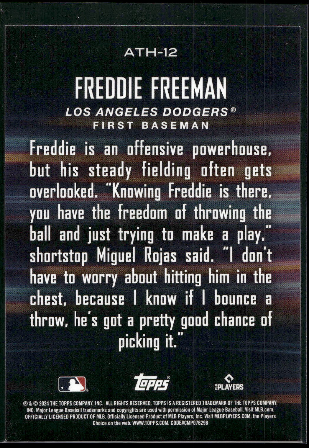 2024 Topps #ATH-12 Freddie Freeman Around the Horn