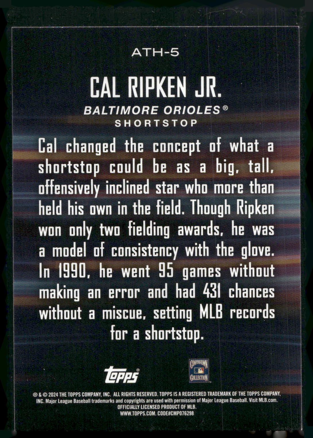 2024 Topps #ATH-5 Cal Ripken Jr. Around the Horn