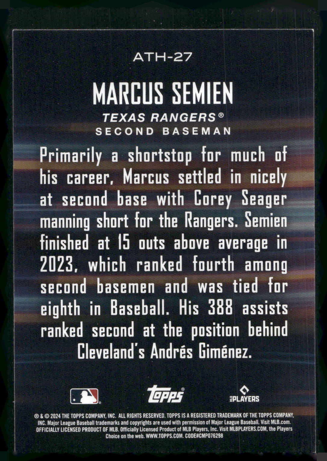 2024 Topps #ATH-27 Marcus Semien Around the Horn