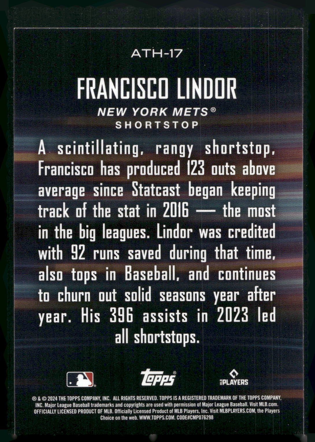 2024 Topps #ATH-17 Francisco Lindor Around the Horn