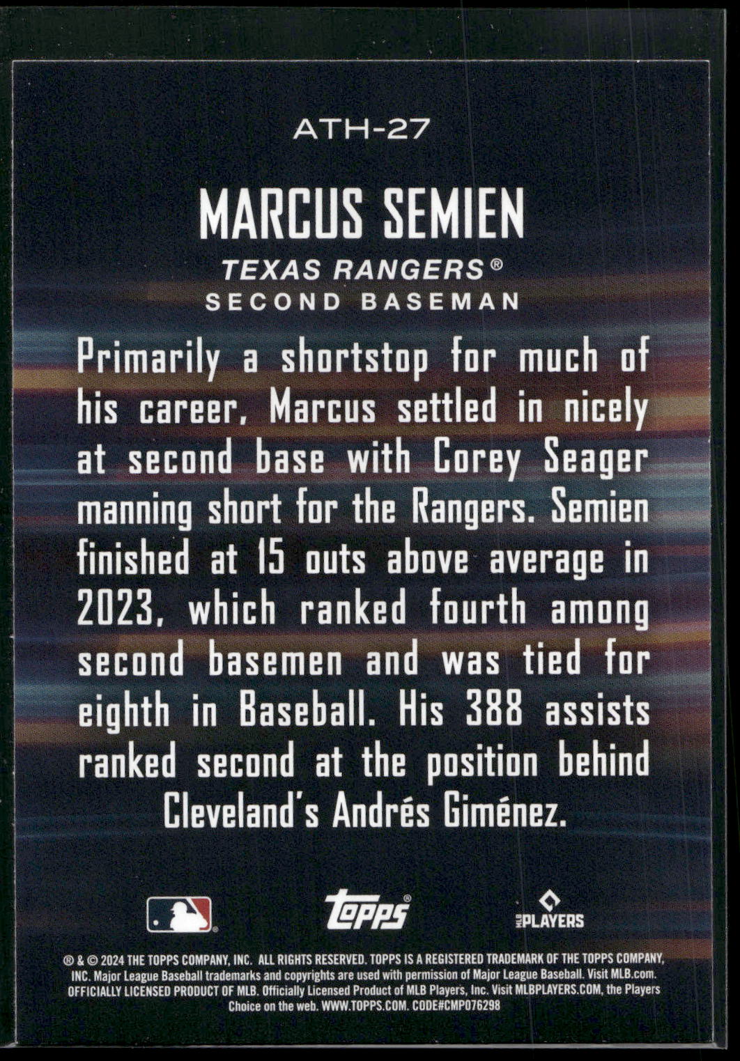 2024 Topps #ATH-27 Marcus Semien Around the Horn