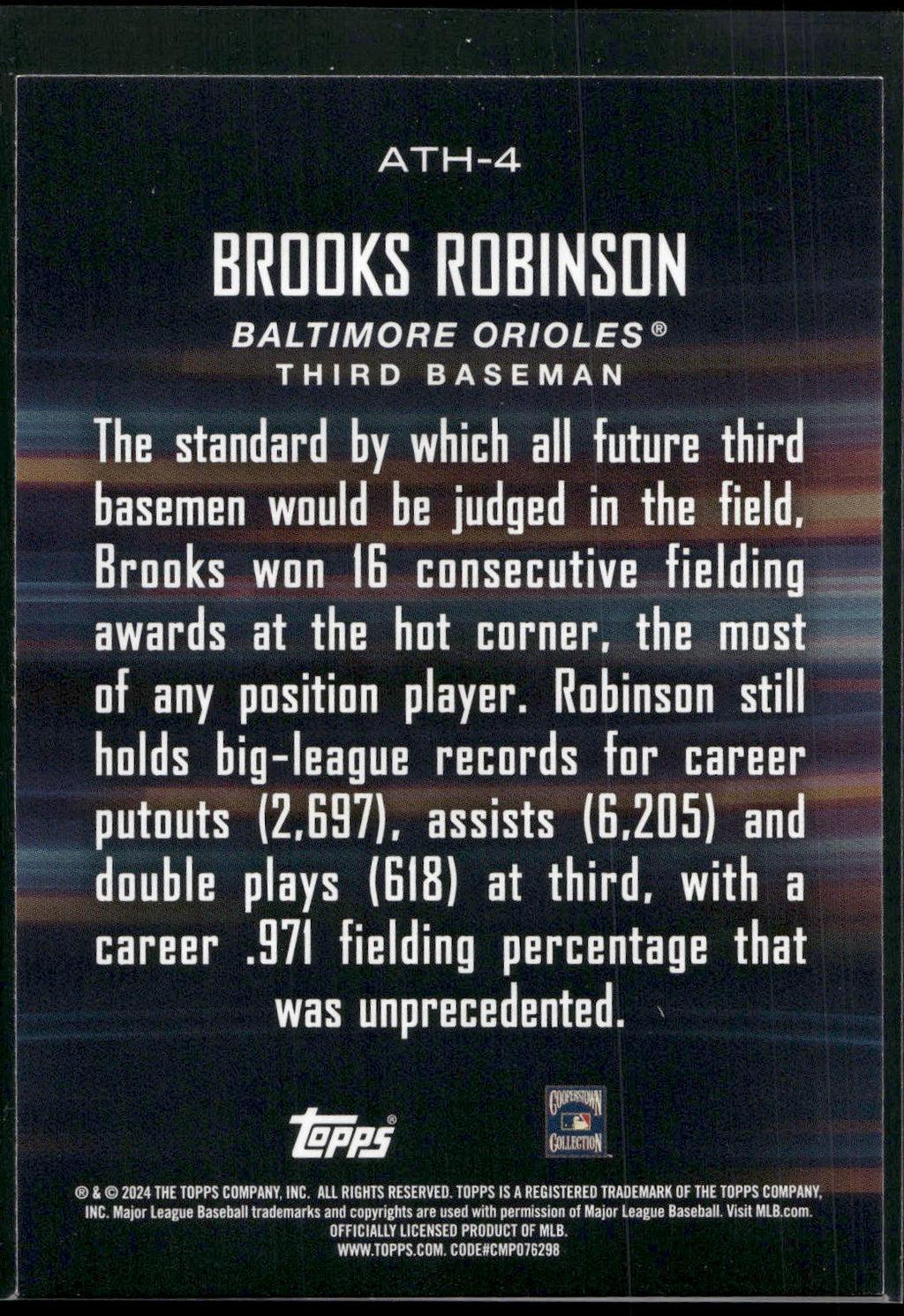 2024 Topps #ATH-4 Brooks Robinson Around the Horn