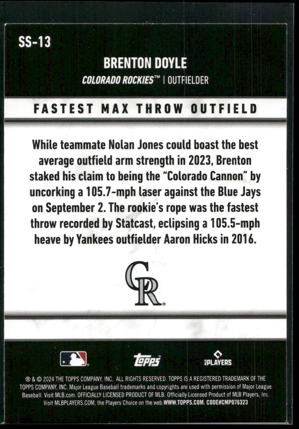2024 Topps #SS-13 Brenton Doyle Significant Statistics