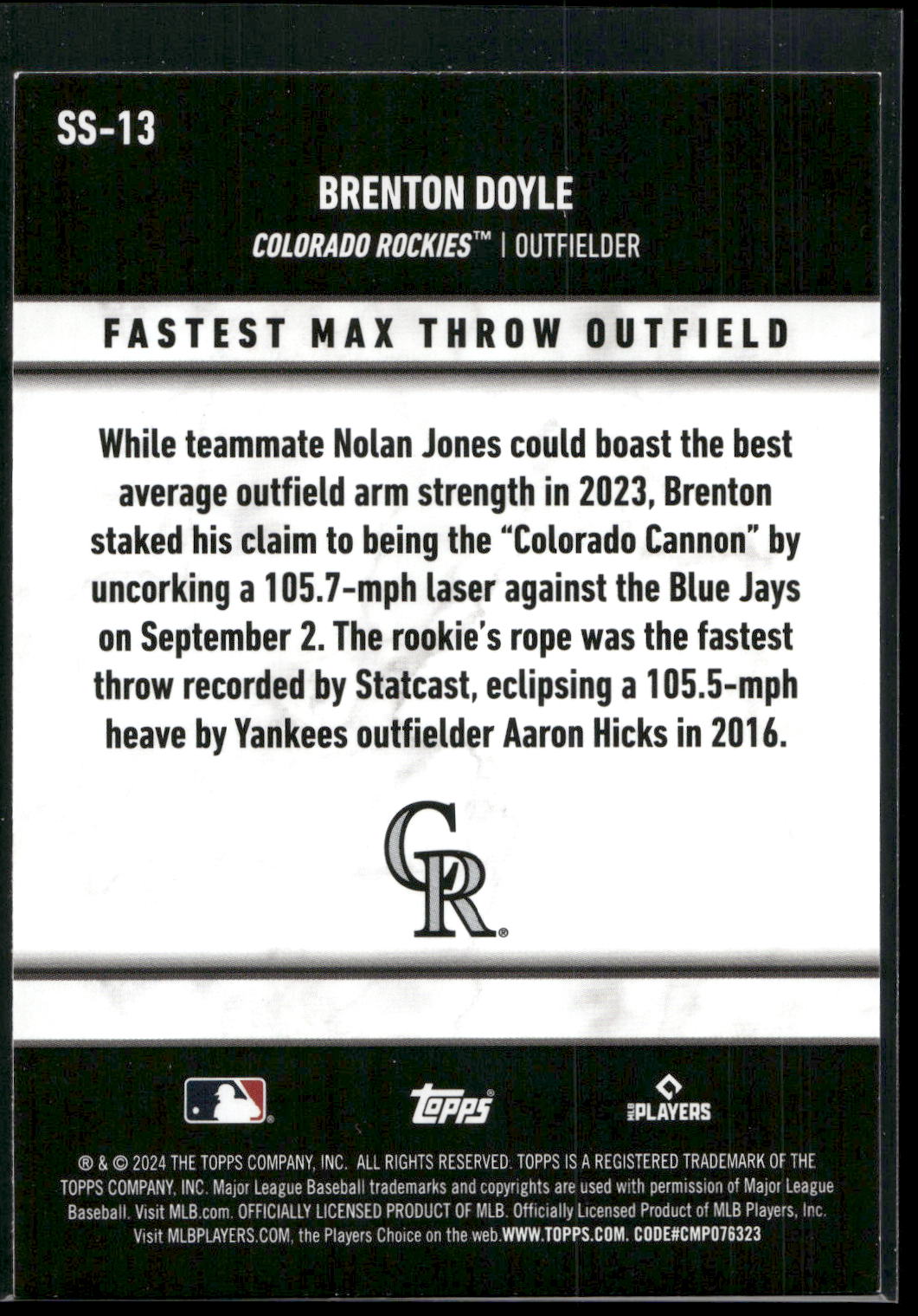 2024 Topps #SS-13 Brenton Doyle Significant Statistics