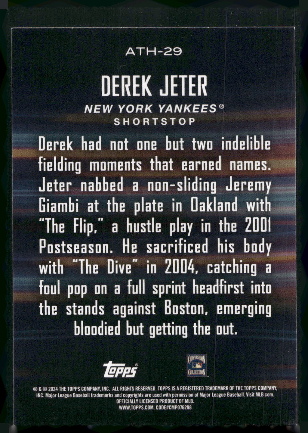 2024 Topps #ATH-29 Derek Jeter Around the Horn