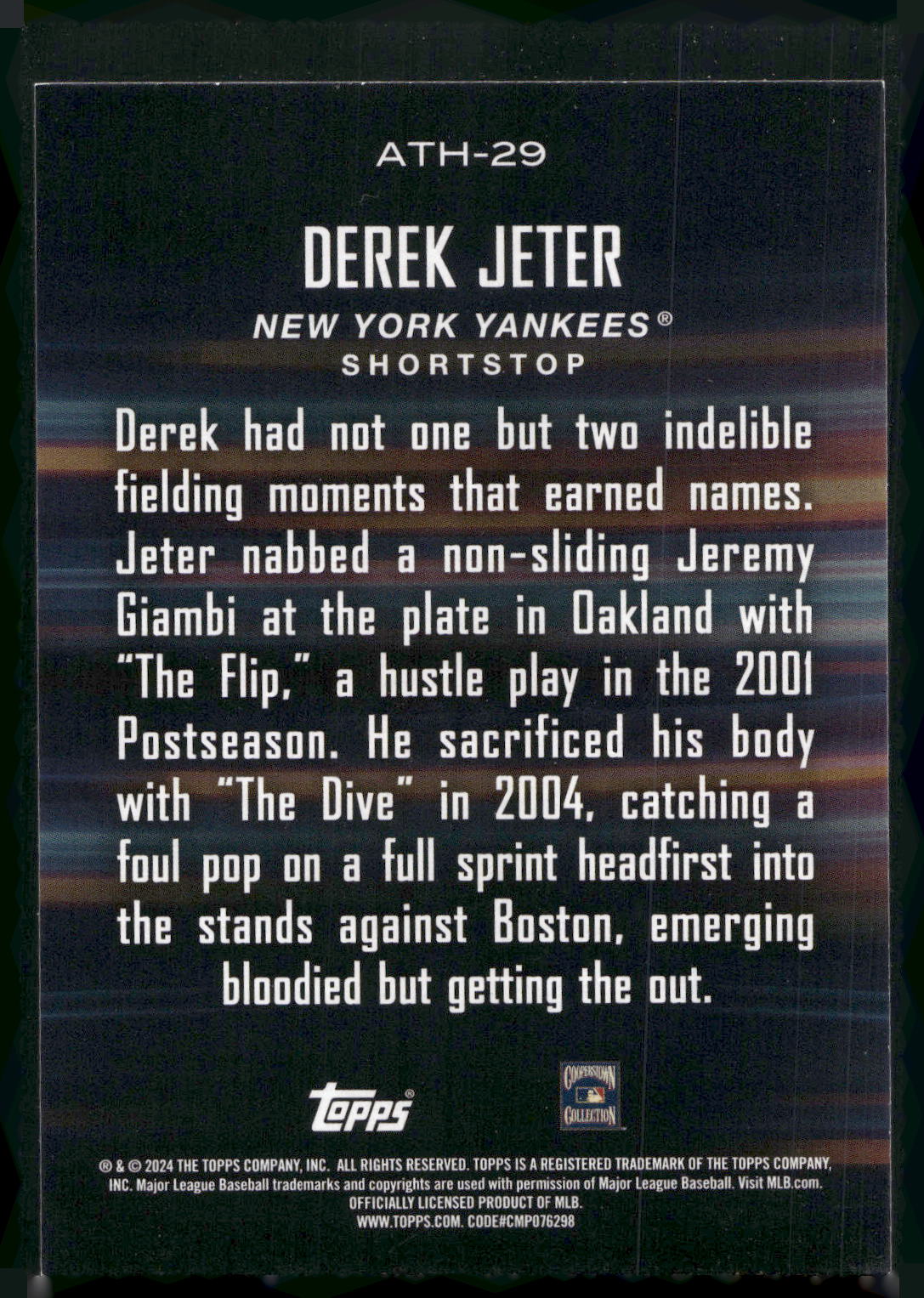 2024 Topps #ATH-29 Derek Jeter Around the Horn