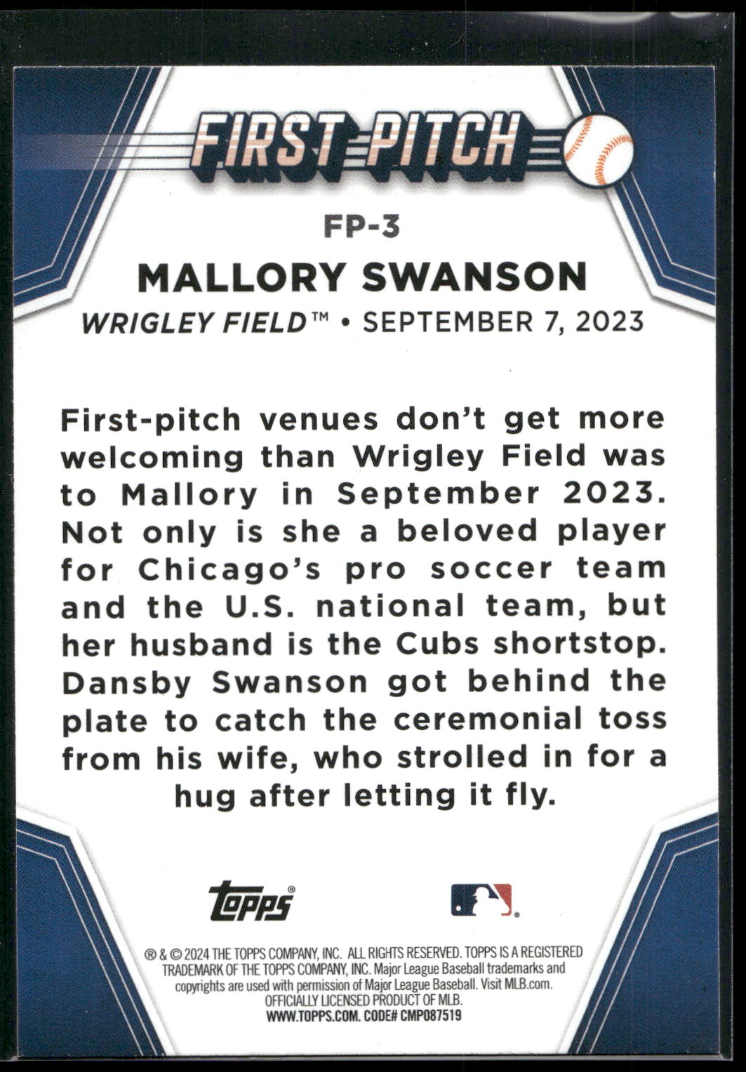 2024 Topps #FP-3 Mallory Swanson First Pitch