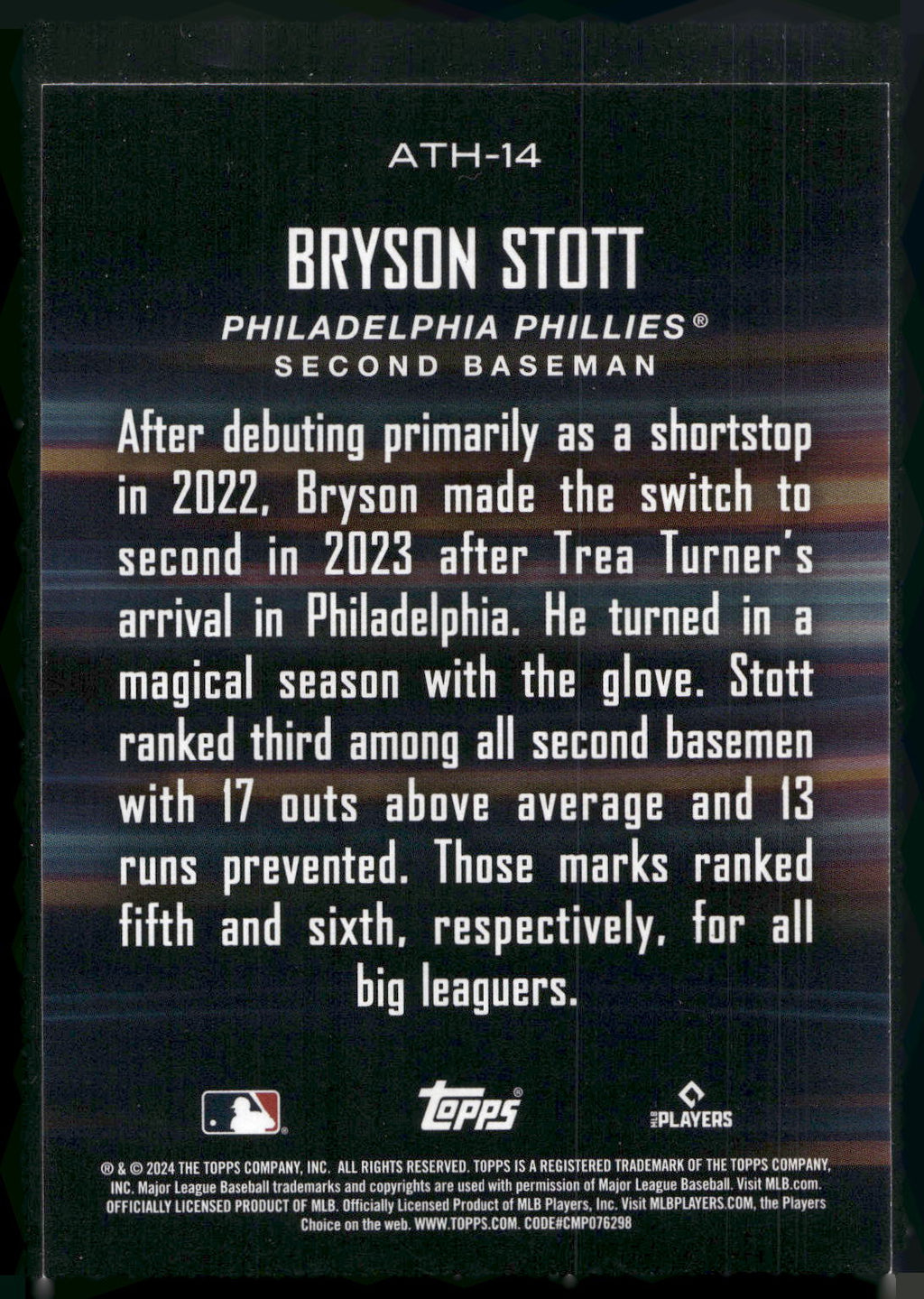 2024 Topps #ATH-14 Bryson Stott Around the Horn