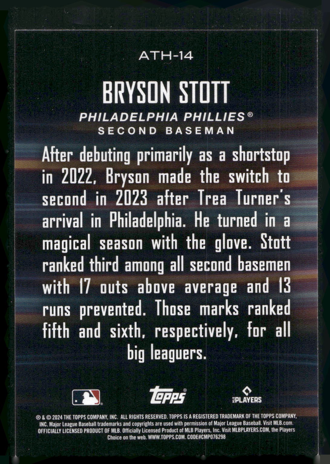 2024 Topps #ATH-14 Bryson Stott Around the Horn
