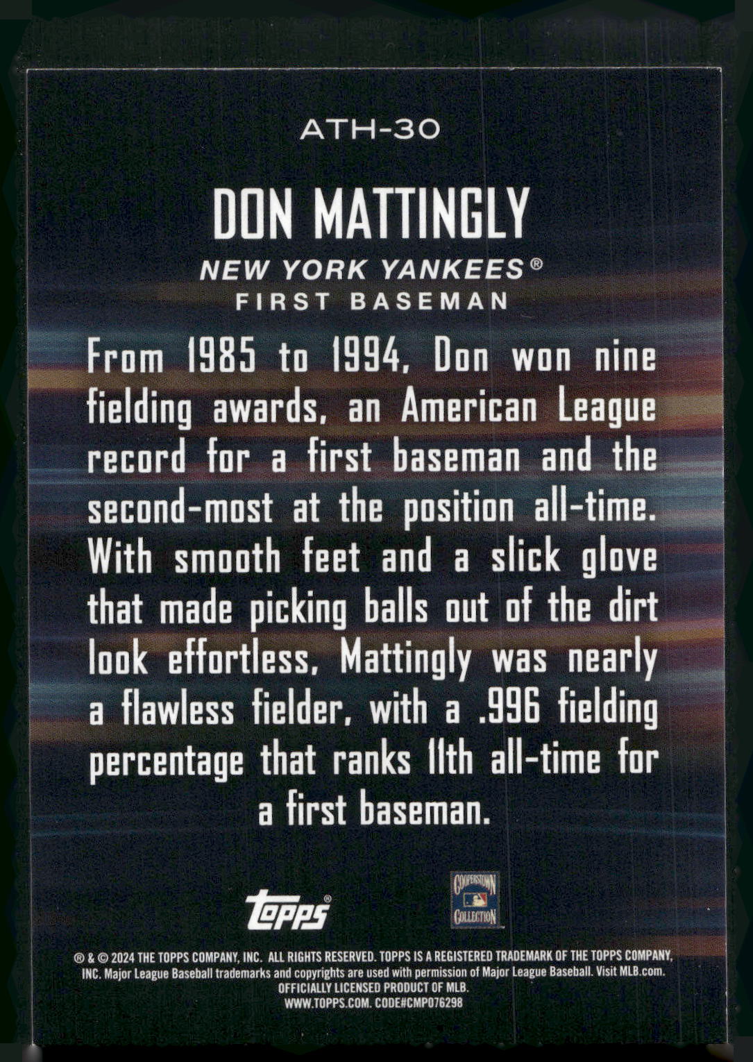 2024 Topps #ATH-30 Don Mattingly Around the Horn