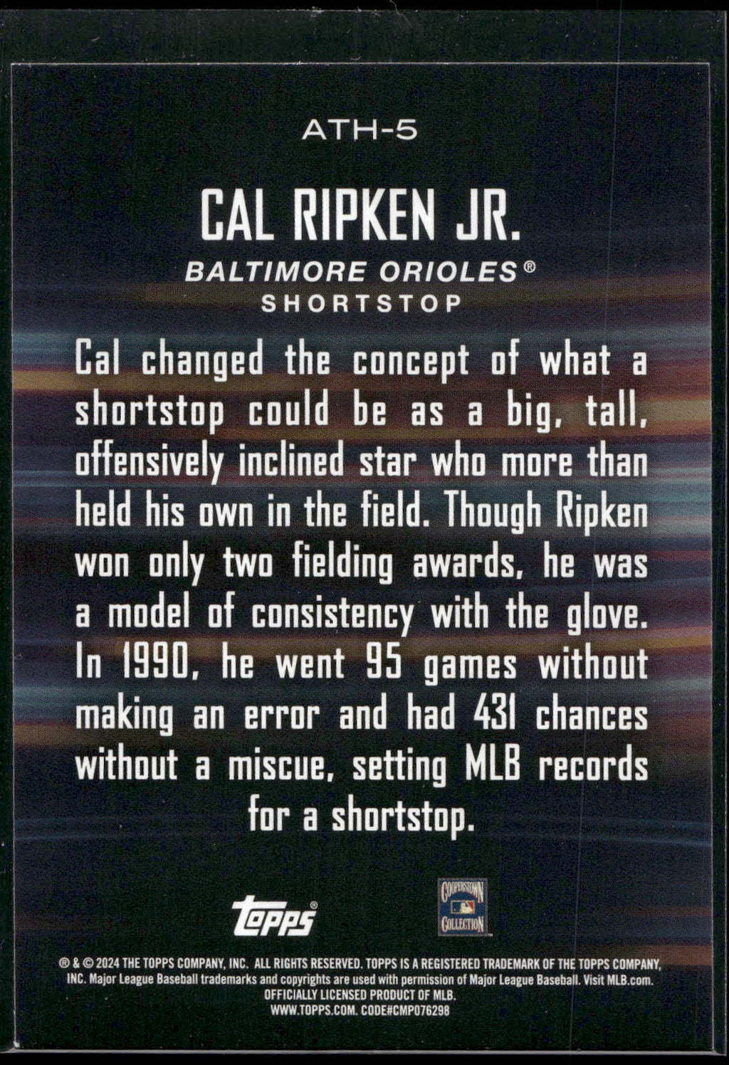 2024 Topps #ATH-5 Cal Ripken Jr. Around the Horn
