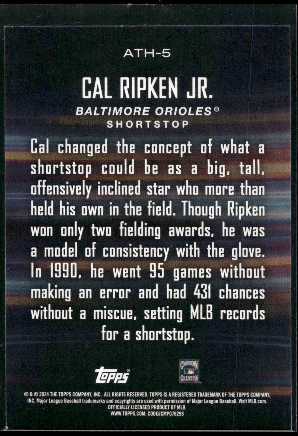 2024 Topps #ATH-5 Cal Ripken Jr. Around the Horn