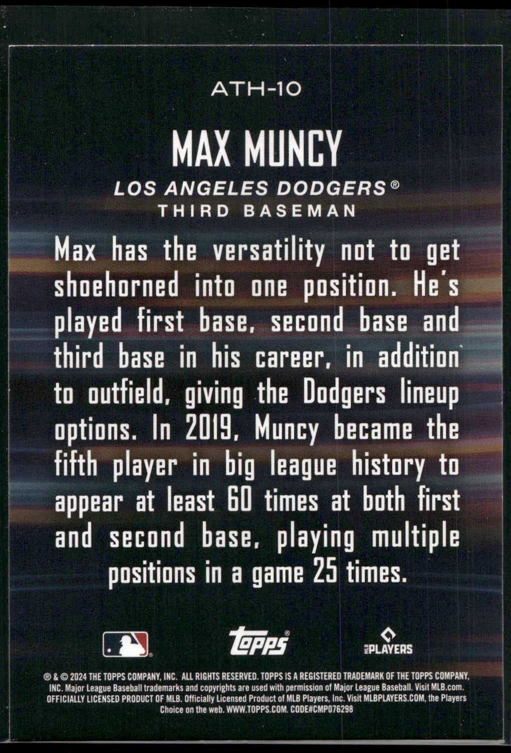 2024 Topps #ATH-10 Max Muncy Around the Horn