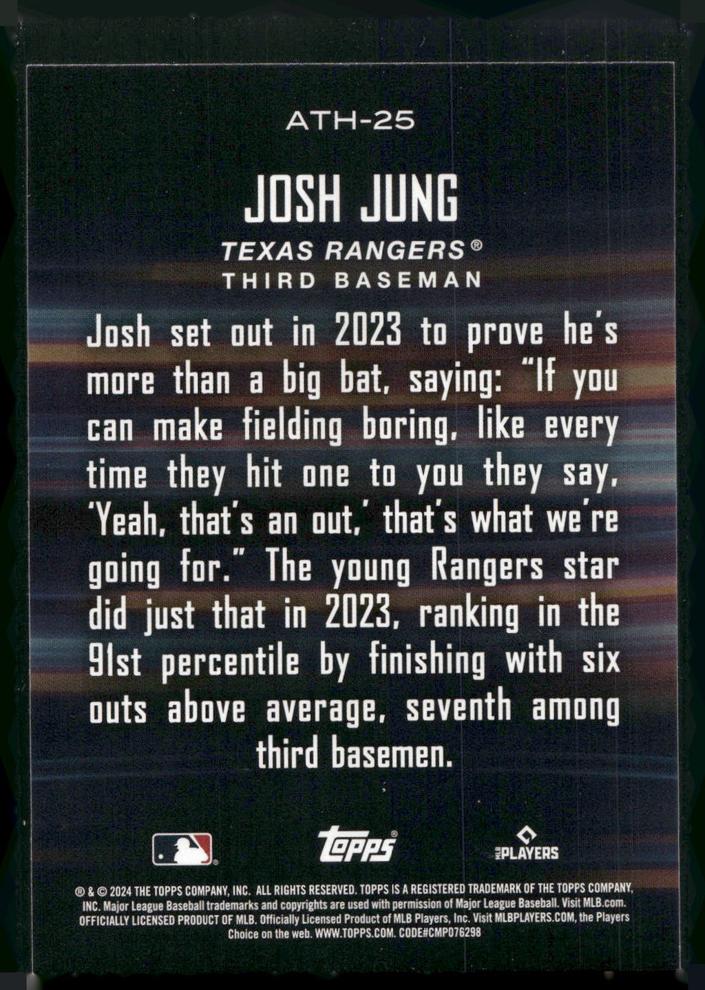2024 Topps #ATH-25 Josh Jung Around the Horn