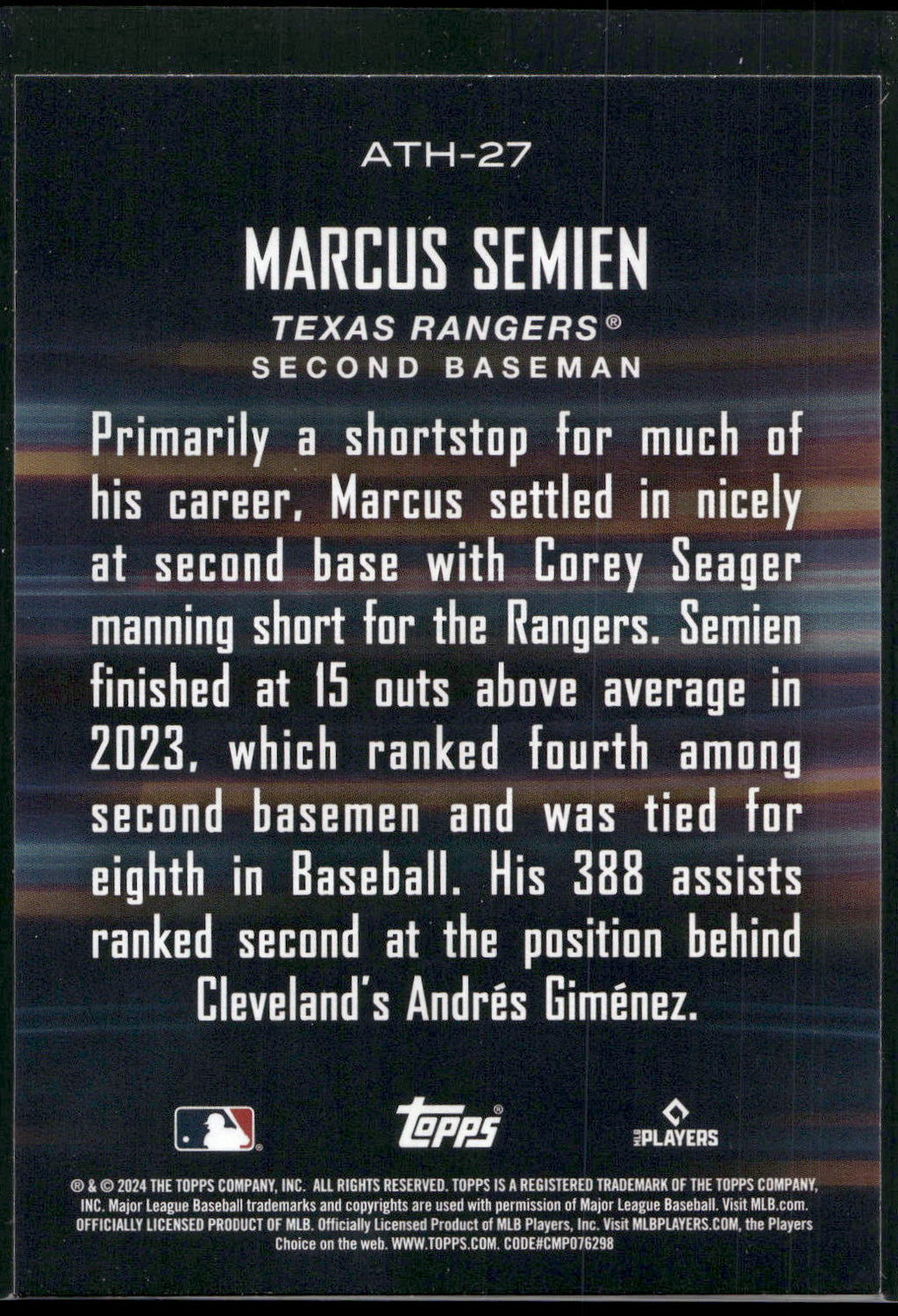 2024 Topps #ATH-27 Marcus Semien Around the Horn