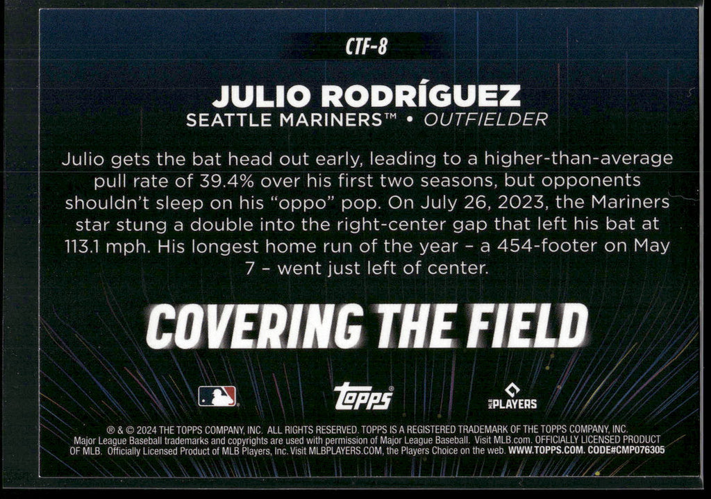 2024 Topps #CTF-8 Julio Rodríguez Covering the Field