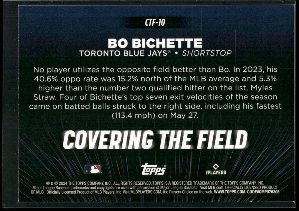 2024 Topps #CTF-10 Bo Bichette Covering the Field