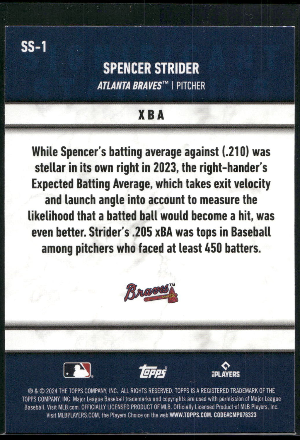 2024 Topps #SS-1 Spencer Strider Significant Statistics