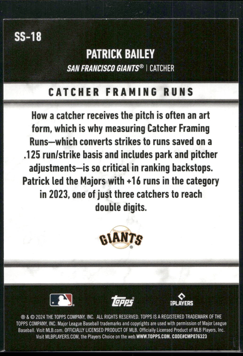 2024 Topps #SS-18 Patrick Bailey Significant Statistics