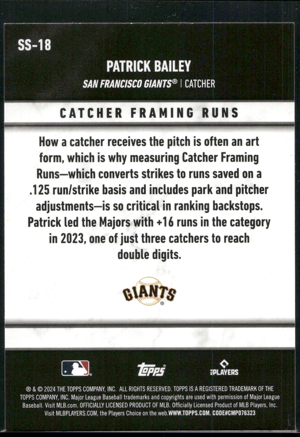2024 Topps #SS-18 Patrick Bailey Significant Statistics