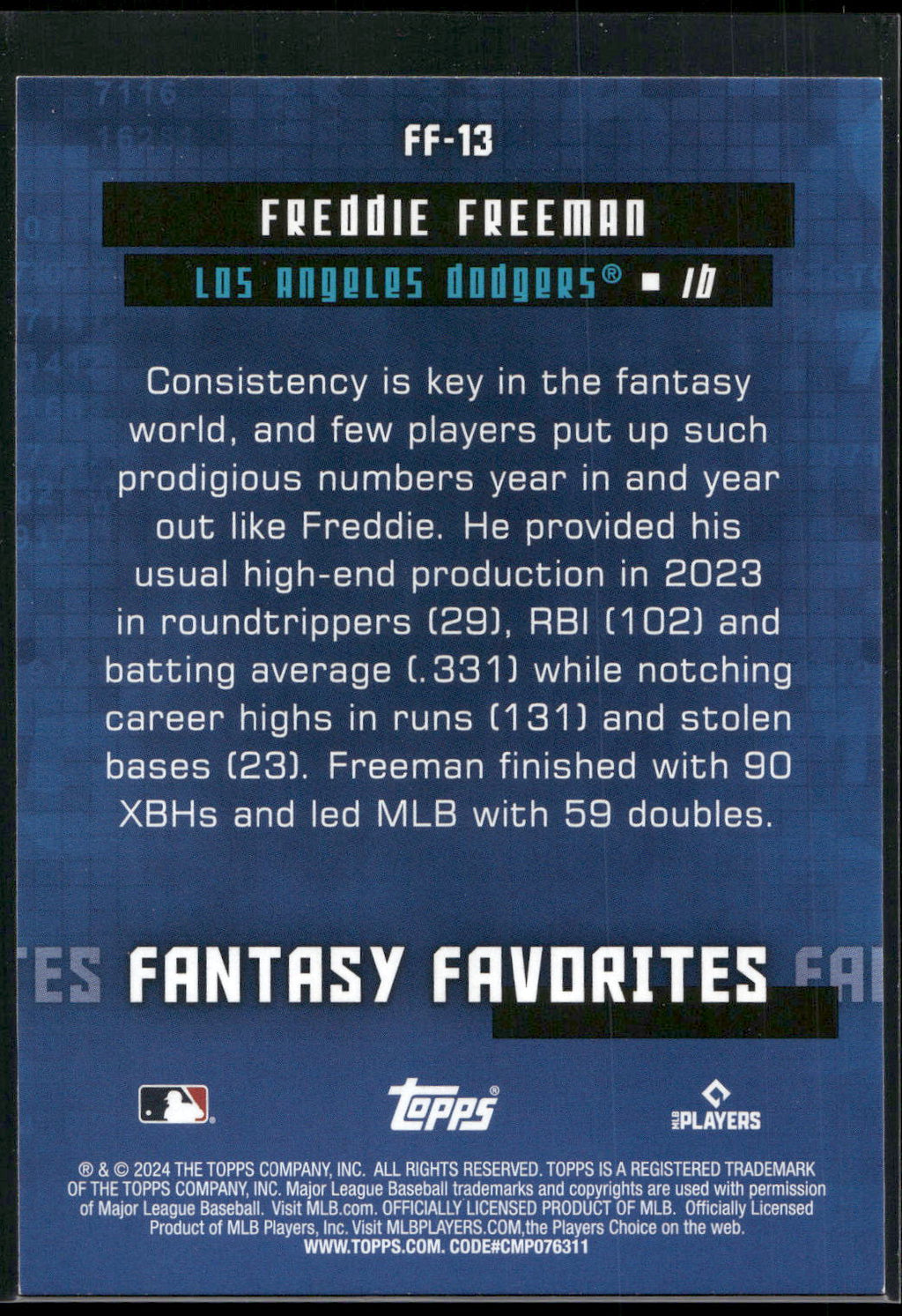 2024 Topps #FF-13 Freddie Freeman Fantasy Favorites