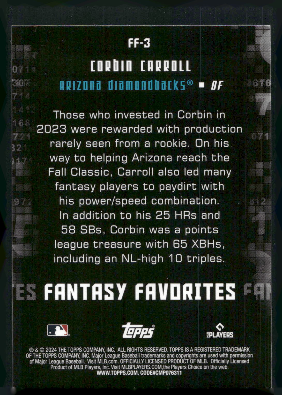 2024 Topps #FF-3 Corbin Carroll Fantasy Favorites