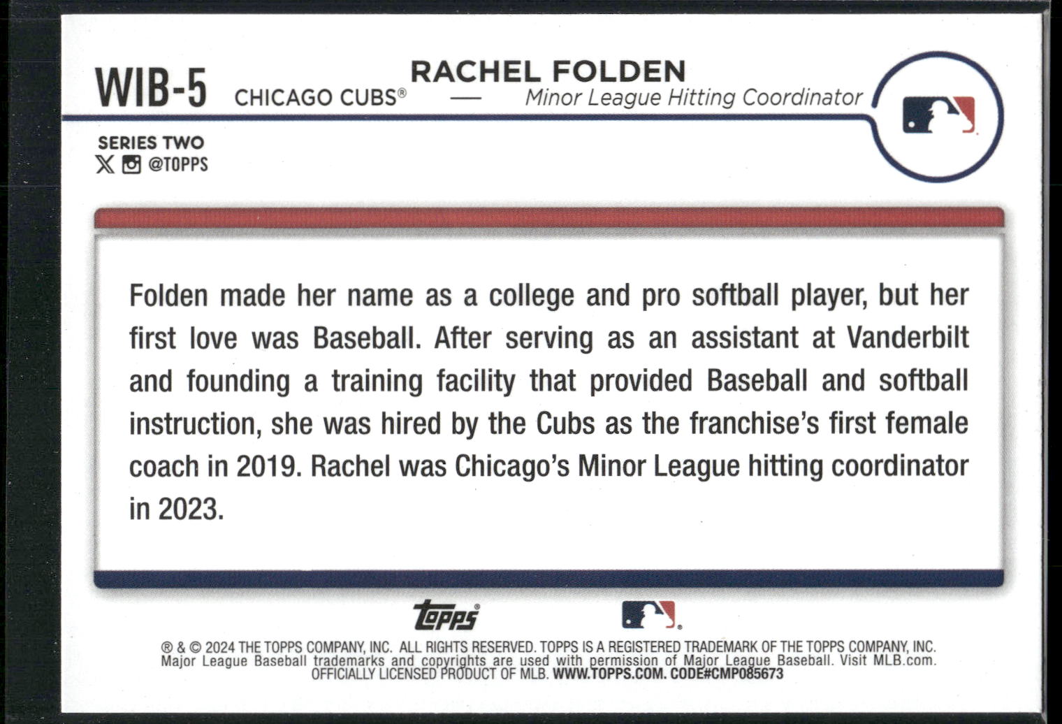 2024 Topps #WIB-5 Rachel Folden Women in Baseball