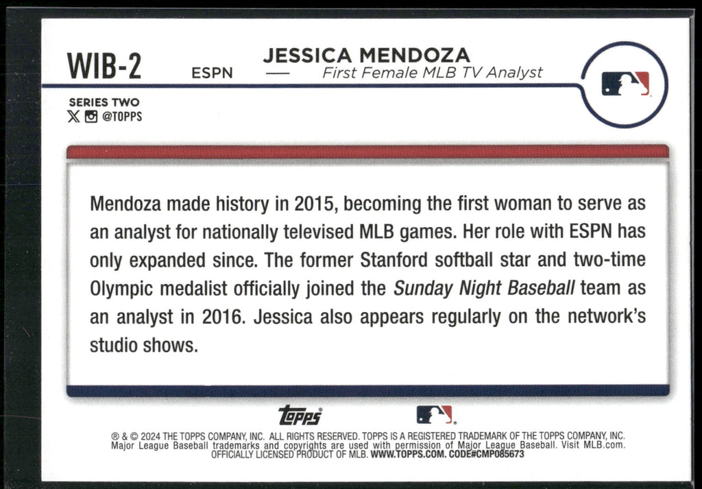 2024 Topps #WIB-2 Jessica Mendoza Women in Baseball