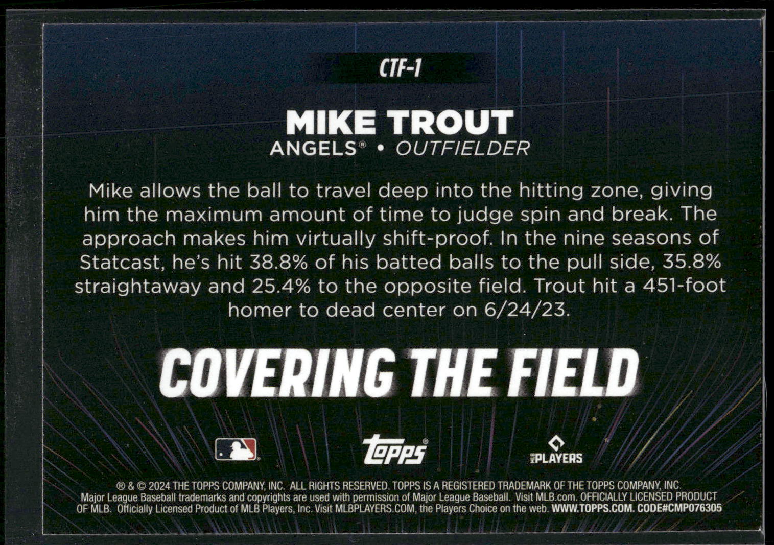 2024 Topps #CTF-1 Mike Trout Covering the Field