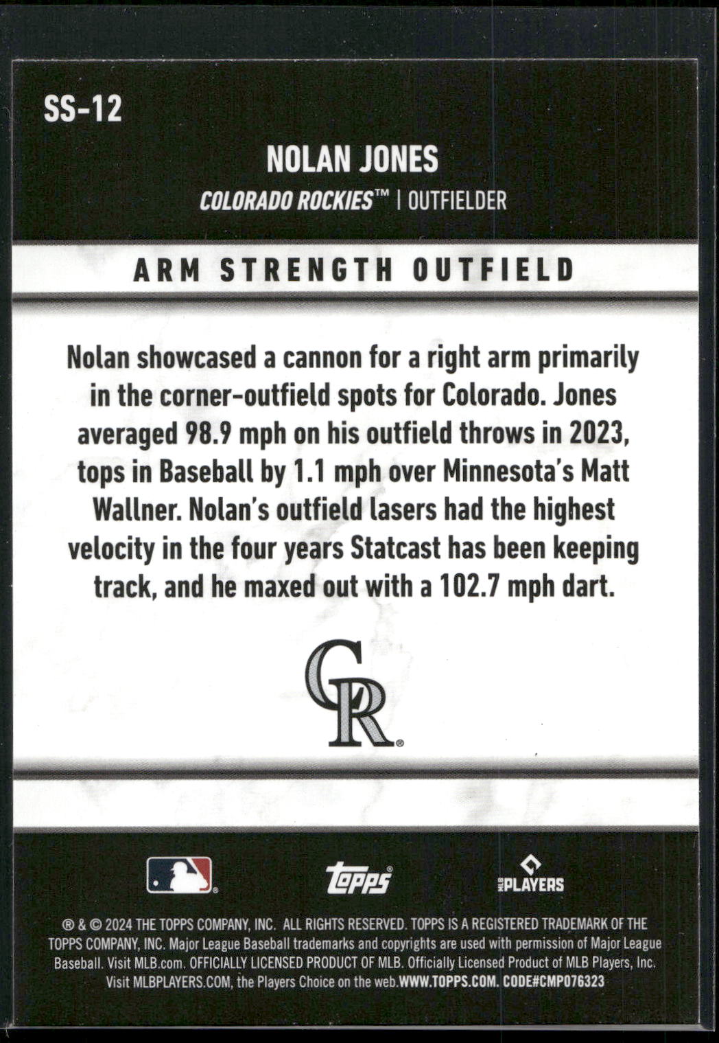2024 Topps #SS-12 Nolan Jones Significant Statistics