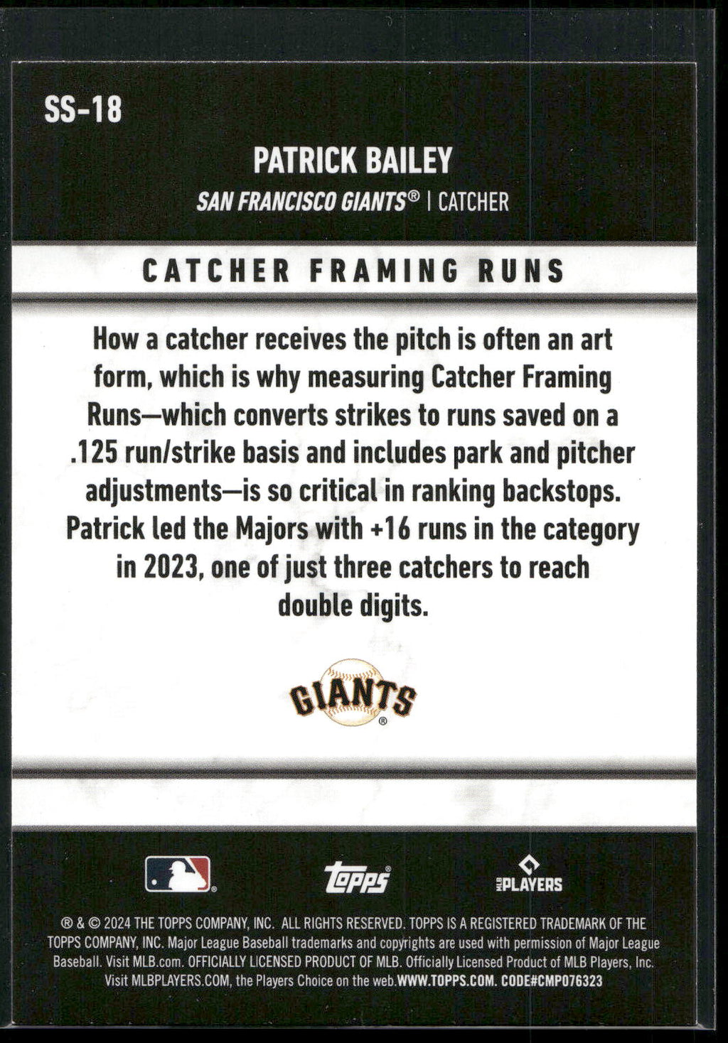 2024 Topps #SS-18 Patrick Bailey Significant Statistics