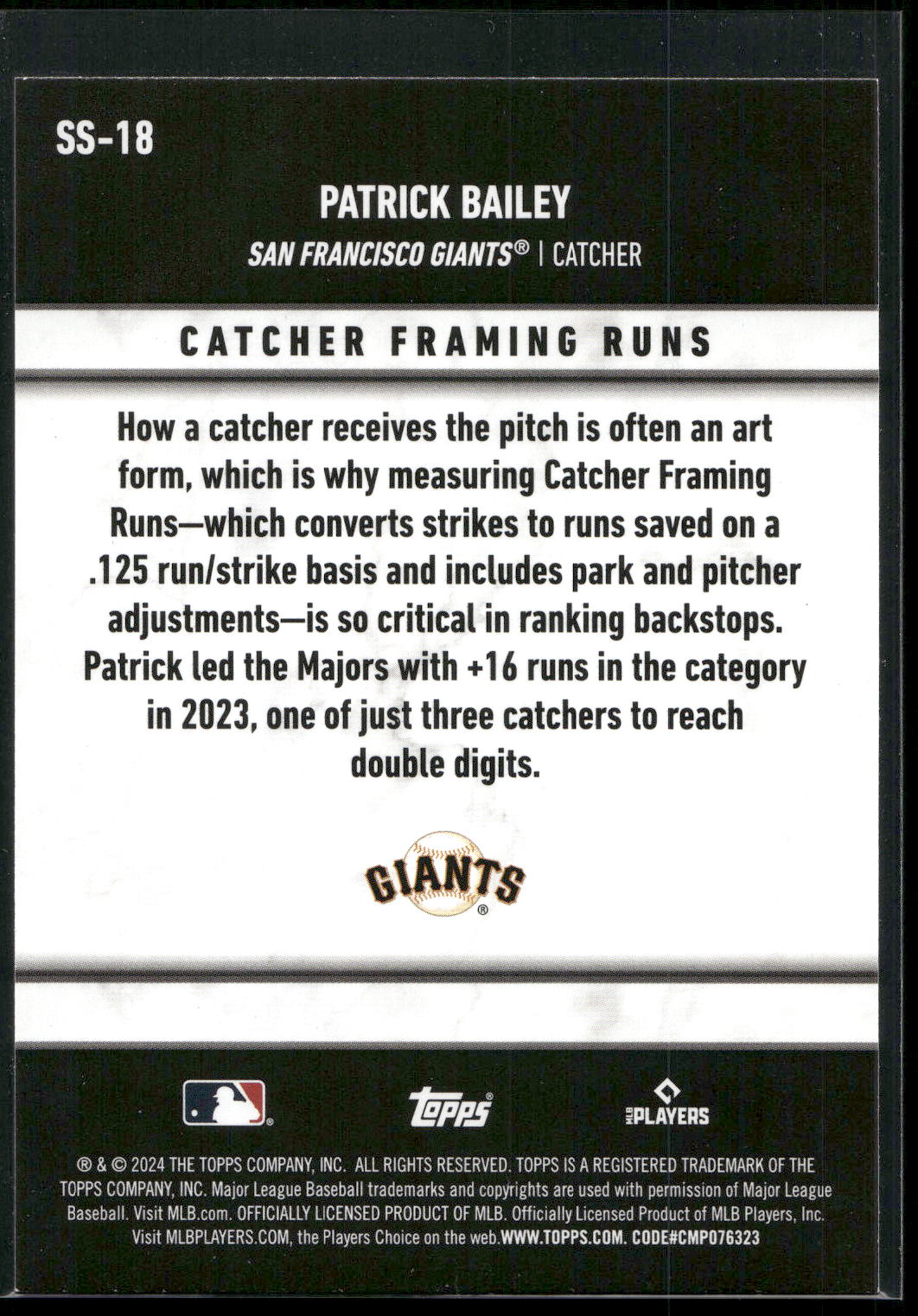 2024 Topps #SS-18 Patrick Bailey Significant Statistics