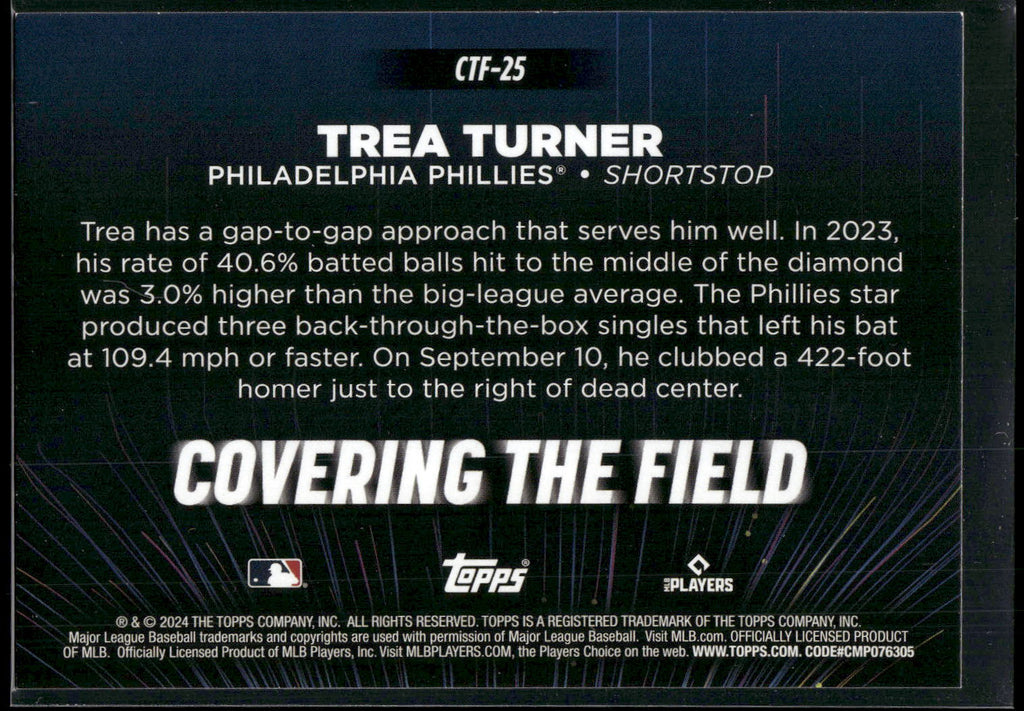 2024 Topps #CTF-25 Trea Turner Covering the Field