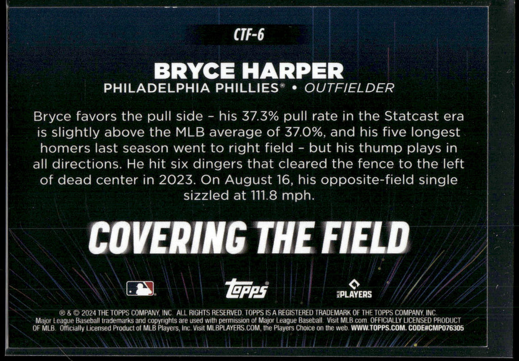 2024 Topps #CTF-6 Bryce Harper Covering the Field