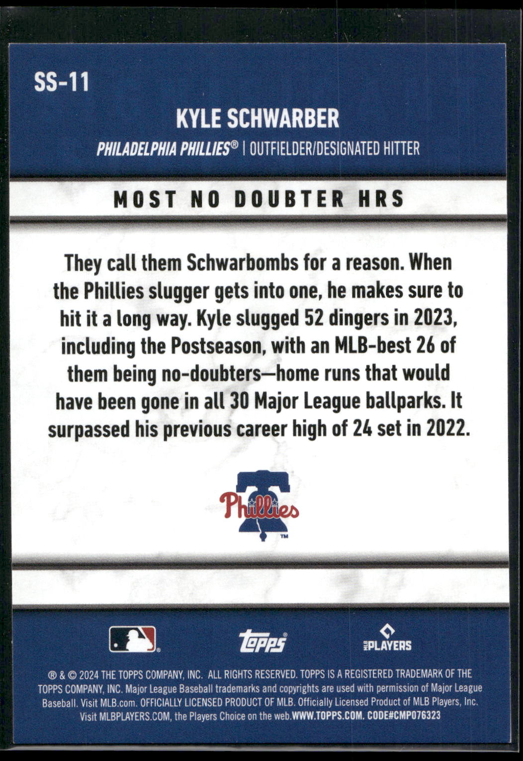 2024 Topps #SS-11 Kyle Schwarber Significant Statistics