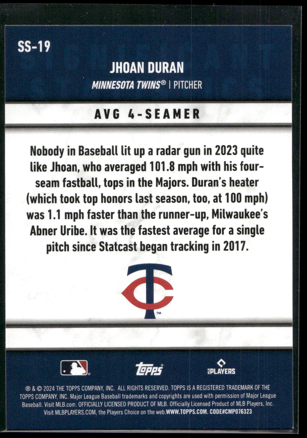 2024 Topps #SS-19 Jhoan Duran Significant Statistics