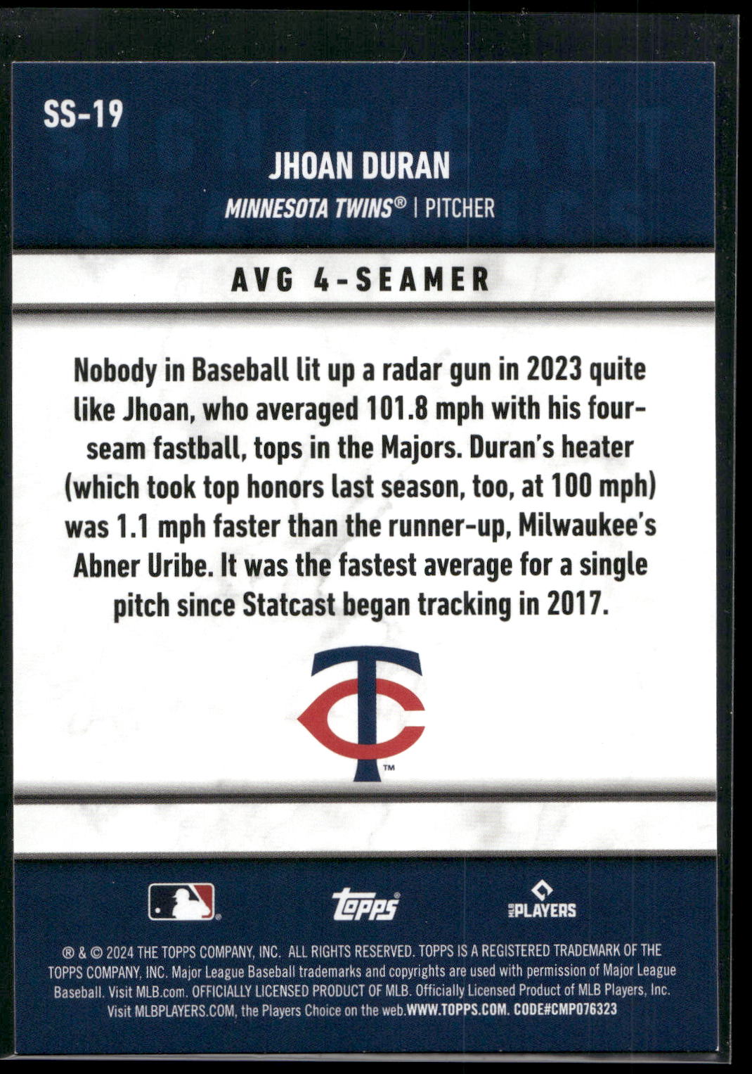 2024 Topps #SS-19 Jhoan Duran Significant Statistics