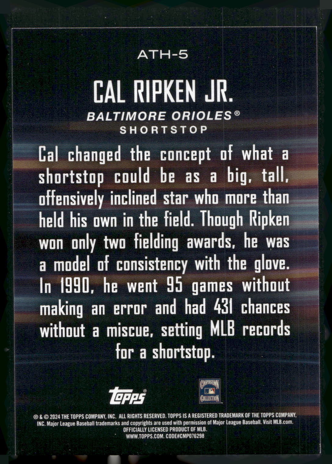 2024 Topps #ATH-5 Cal Ripken Jr. Around the Horn