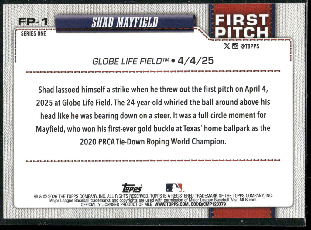2026 Topps #FP-1 Shad Mayfield First Pitch