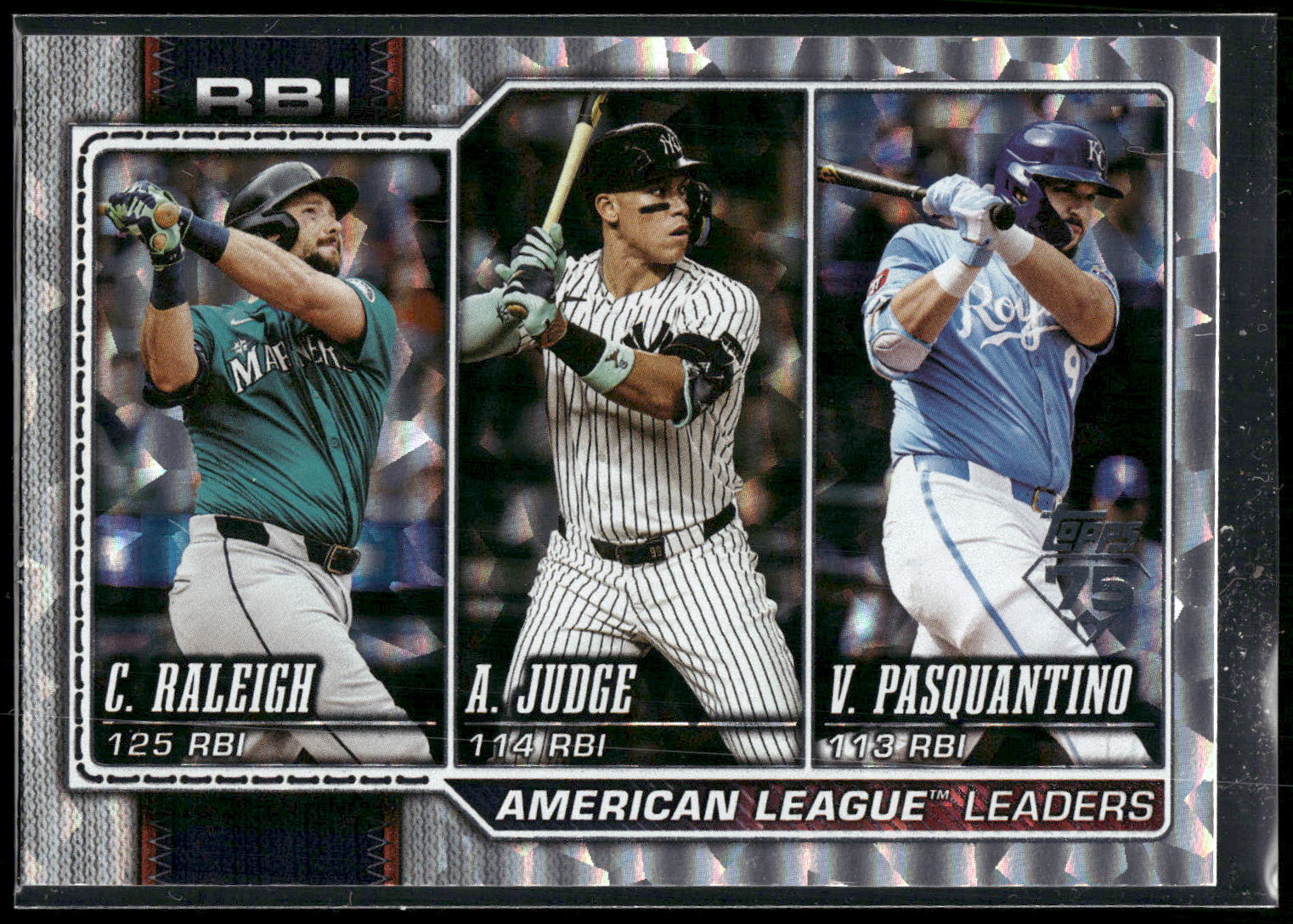 2026 Topps #211 Cal Raleigh Aaron Judge Vinnie Pasquantino Silver Crackle Foil