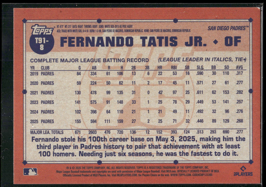 2026 Topps #T91-8 Fernando Tatis Jr.