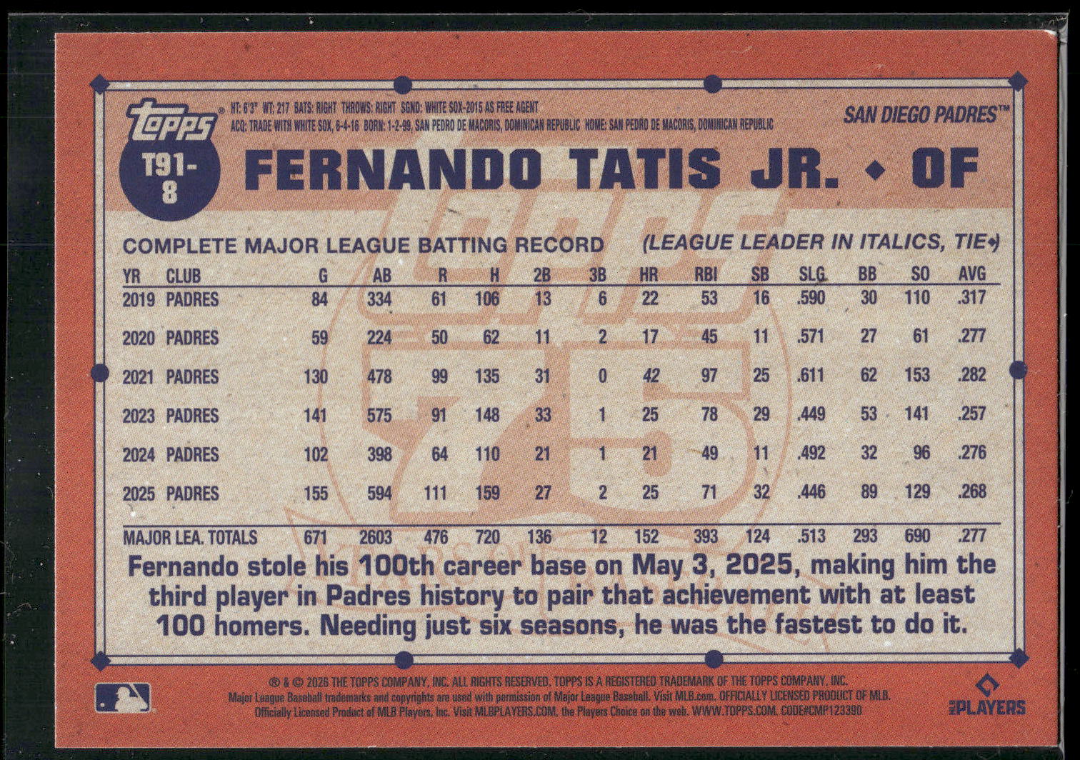 2026 Topps #T91-8 Fernando Tatis Jr.
