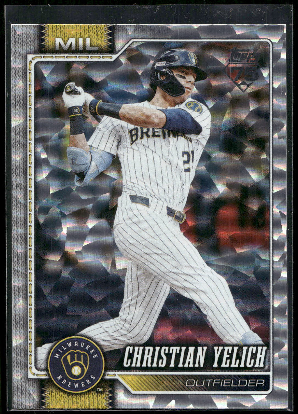 2026 Topps #154 Christian Yelich Silver Crackle Foil