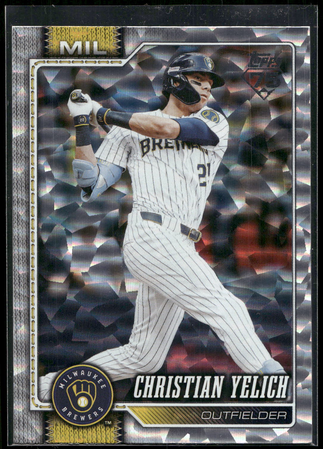 2026 Topps #154 Christian Yelich Silver Crackle Foil