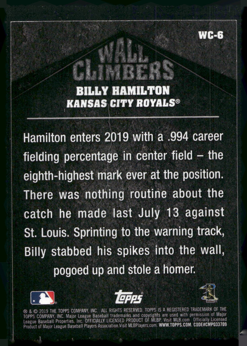 2019 Topps Big League #WC-6 Billy Hamilton Wall Climbers